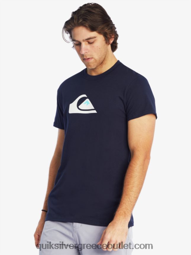 t-shirt με λογότυπο comp Quiksilver άνδρες 66LP841382 ναυτικό μπλέιζερ