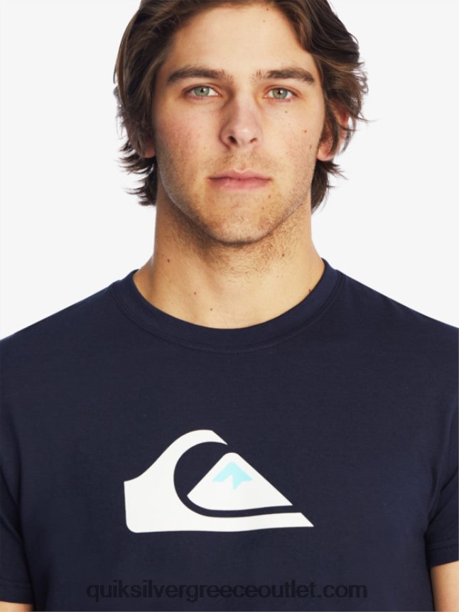 t-shirt με λογότυπο comp Quiksilver άνδρες 66LP841382 ναυτικό μπλέιζερ