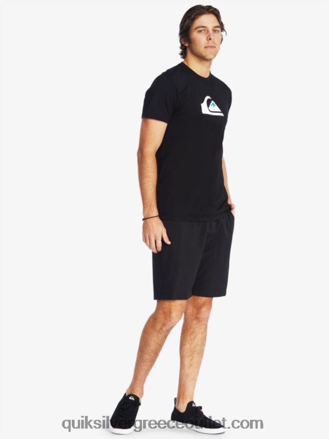 t-shirt με λογότυπο comp Quiksilver άνδρες 66LP841383 μαύρος