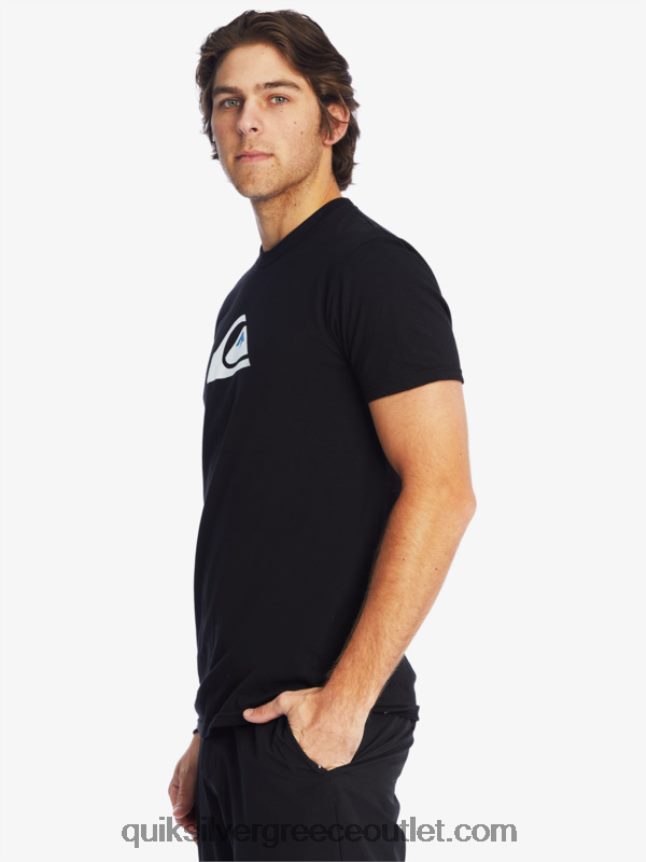 t-shirt με λογότυπο comp Quiksilver άνδρες 66LP841383 μαύρος