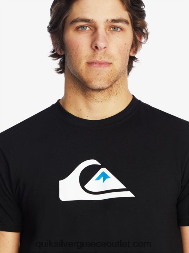 t-shirt με λογότυπο comp Quiksilver άνδρες 66LP841383 μαύρος