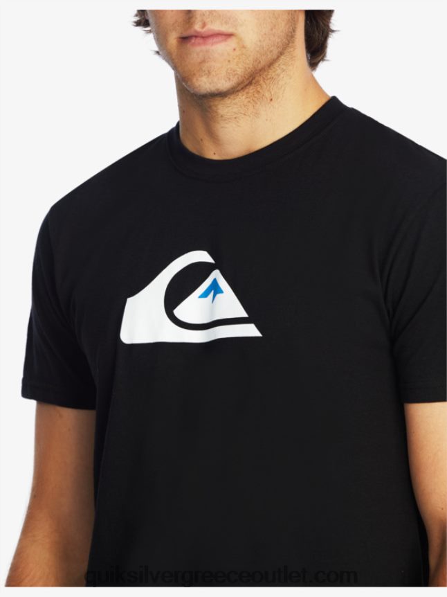t-shirt με λογότυπο comp Quiksilver άνδρες 66LP841383 μαύρος