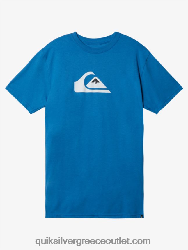 t-shirt με λογότυπο comp Quiksilver άνδρες 66LP841385 βαλάρτα μπλε