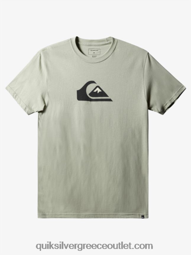 t-shirt με λογότυπο comp Quiksilver άνδρες 66LP841387 φασκόμηλο της ερήμου