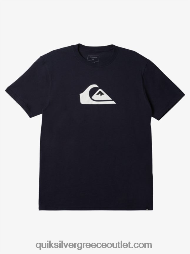 t-shirt με λογότυπο comp Quiksilver άνδρες 66LP84188 ναυτικό μπλέιζερ