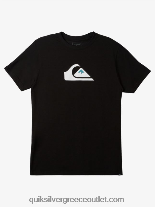 t-shirt με λογότυπο comp Quiksilver άνδρες 66LP84189 μαύρος