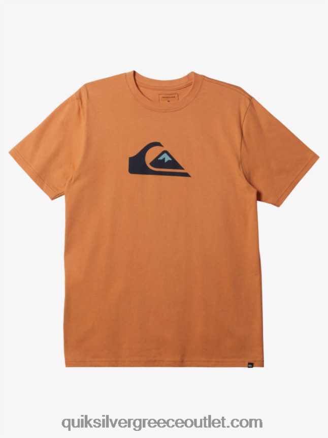 t-shirt με λογότυπο comp Quiksilver άνδρες 66LP84194 μαύρισμα χαλκού