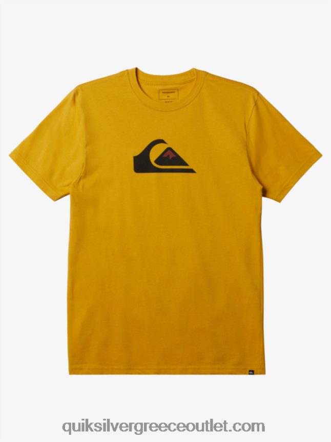 t-shirt με λογότυπο comp Quiksilver άνδρες 66LP84195 κρόκος κίτρινος