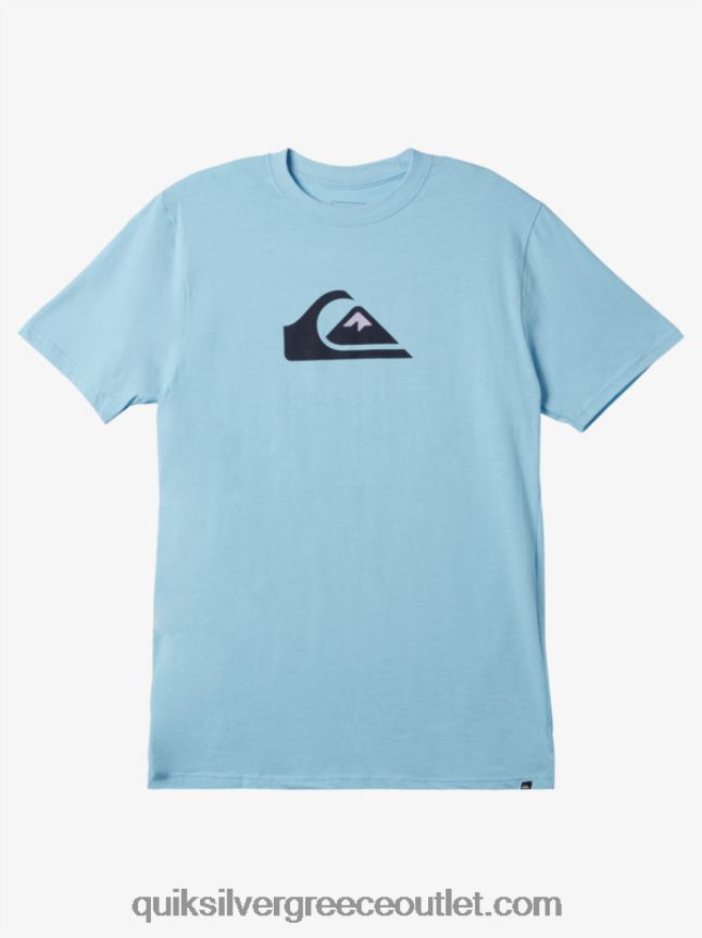 t-shirt με λογότυπο comp Quiksilver άνδρες 66LP84197 μπλε του ουρανού