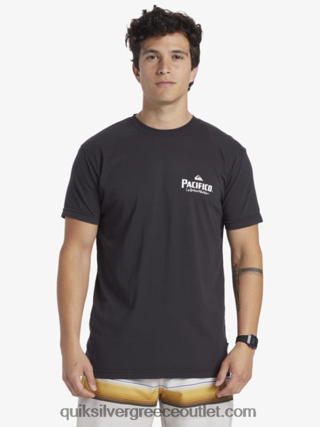 t-shirt με γραφικά vibes Quiksilver x Pacifico άνδρες 66LP8410 ασφαλτικό σκυρόδερμα