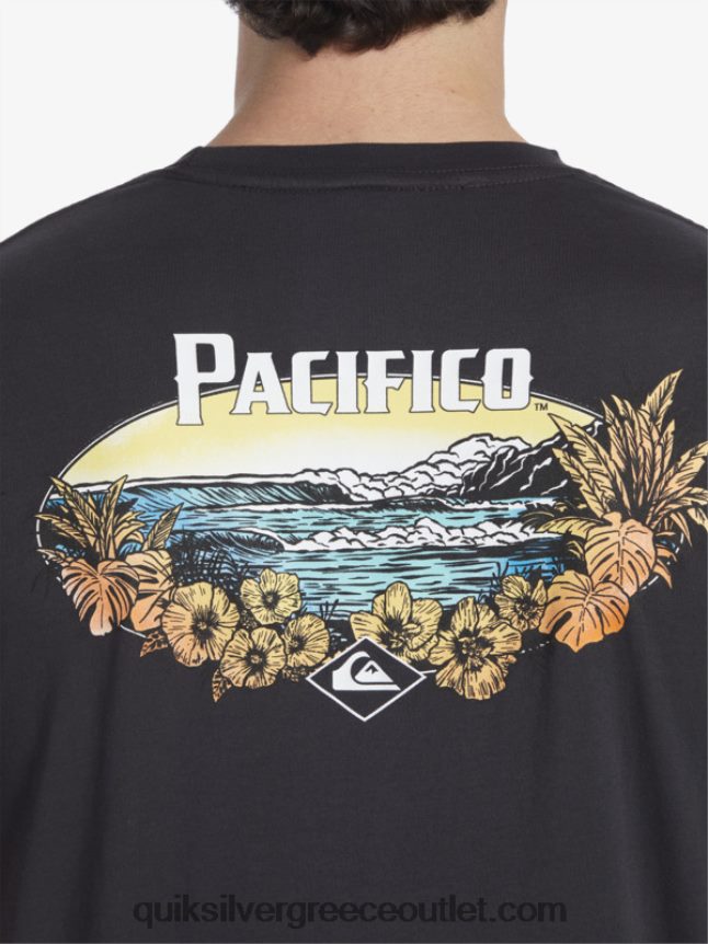 t-shirt με γραφικά vibes Quiksilver x Pacifico άνδρες 66LP8410 ασφαλτικό σκυρόδερμα