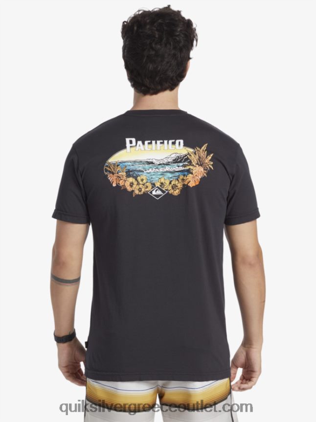 t-shirt με γραφικά vibes Quiksilver x Pacifico άνδρες 66LP8410 ασφαλτικό σκυρόδερμα