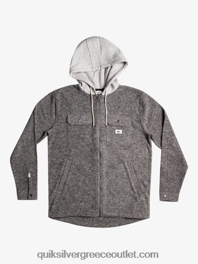 σακάκι φλις με φερμουάρ με κουκούλα super swell Quiksilver άνδρες 66LP841472 σκούρο γκρι ρείκι