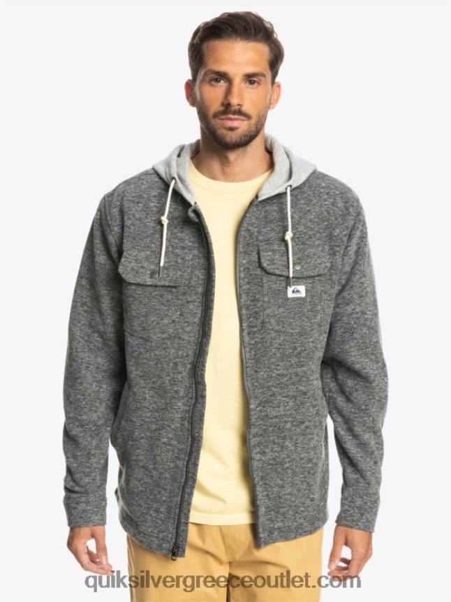 σακάκι φλις με φερμουάρ με κουκούλα super swell Quiksilver άνδρες 66LP841472 σκούρο γκρι ρείκι