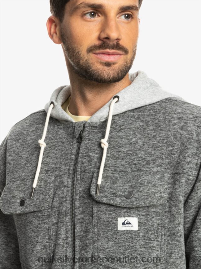 σακάκι φλις με φερμουάρ με κουκούλα super swell Quiksilver άνδρες 66LP841472 σκούρο γκρι ρείκι
