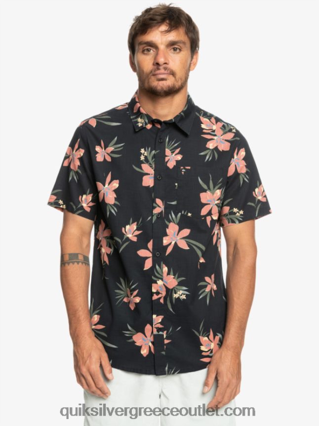 πουκάμισο με κοντό μανίκι Quiksilver άνδρες 66LP841087 μαύρο holidized