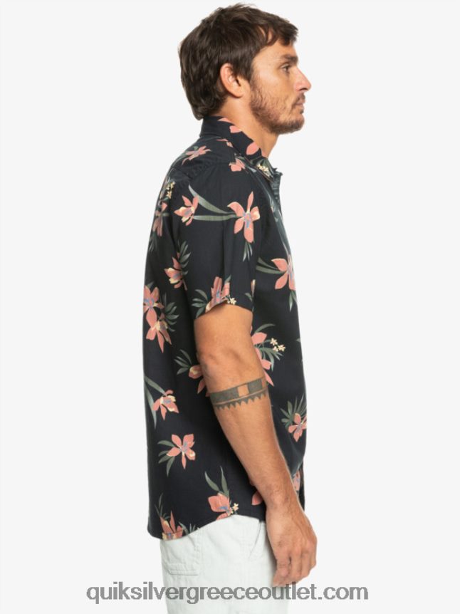 πουκάμισο με κοντό μανίκι Quiksilver άνδρες 66LP841087 μαύρο holidized