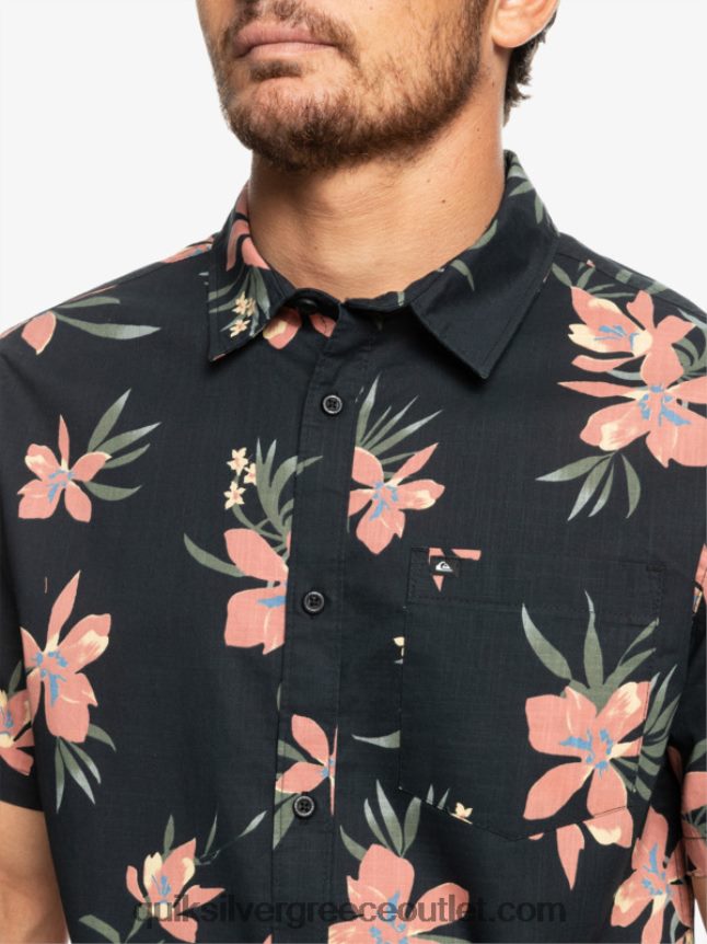 πουκάμισο με κοντό μανίκι Quiksilver άνδρες 66LP841087 μαύρο holidized