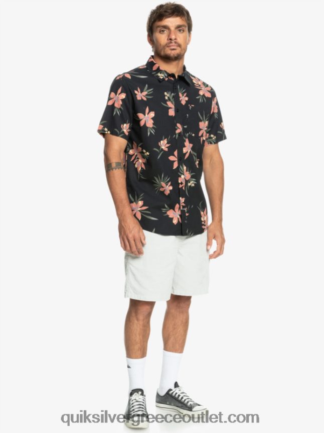 πουκάμισο με κοντό μανίκι Quiksilver άνδρες 66LP841087 μαύρο holidized