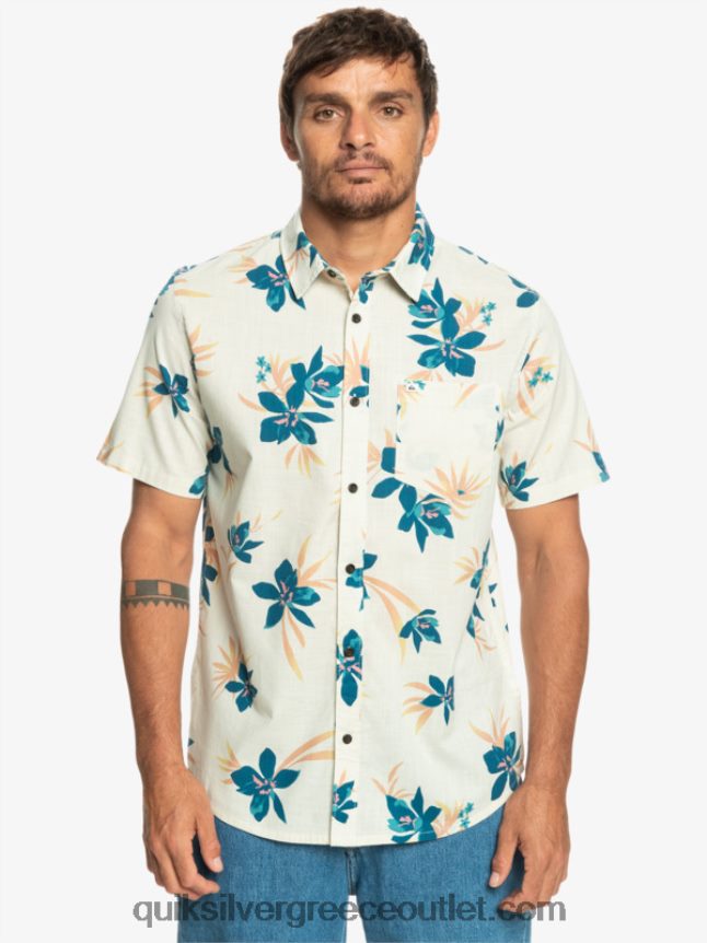 πουκάμισο με κοντό μανίκι Quiksilver άνδρες 66LP841088 σημύδα holidazed