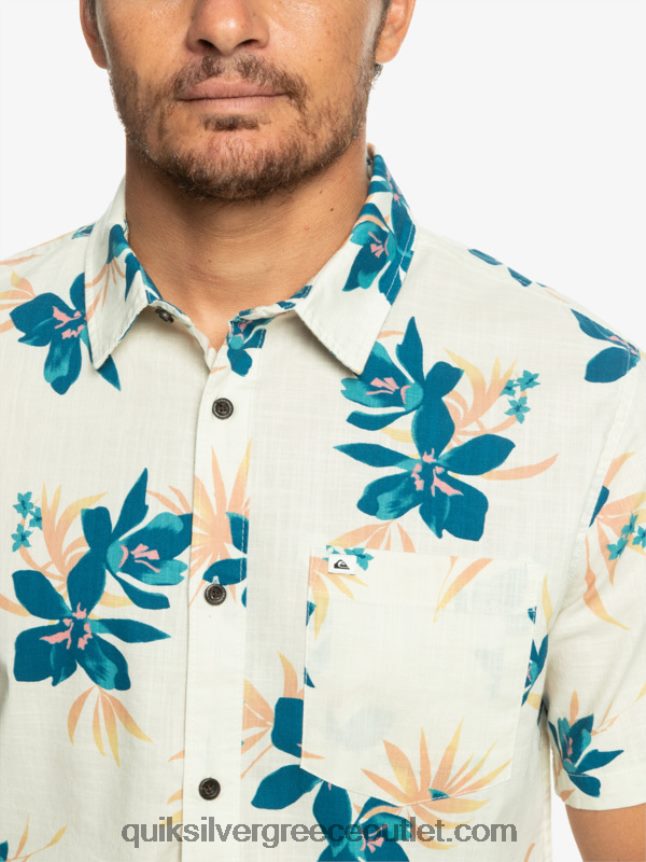 πουκάμισο με κοντό μανίκι Quiksilver άνδρες 66LP841088 σημύδα holidazed