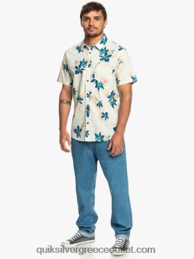 πουκάμισο με κοντό μανίκι Quiksilver άνδρες 66LP841088 σημύδα holidazed
