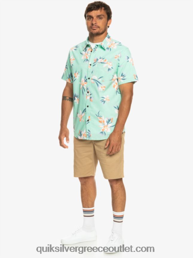 πουκάμισο με κοντό μανίκι Quiksilver άνδρες 66LP841089 γυαλί παραλίας holidazed