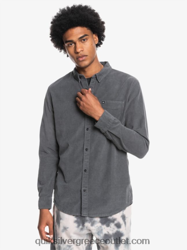 μακρυμάνικο πουκάμισο καπνού Quiksilver άνδρες 66LP841223 σιδερένια πύλη