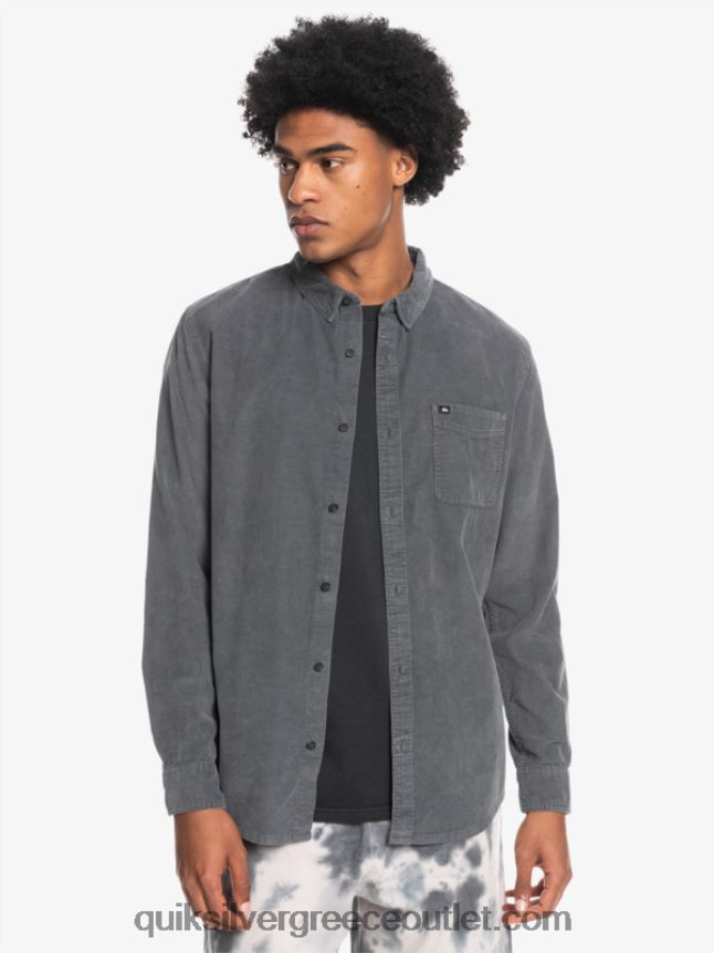 μακρυμάνικο πουκάμισο καπνού Quiksilver άνδρες 66LP841223 σιδερένια πύλη