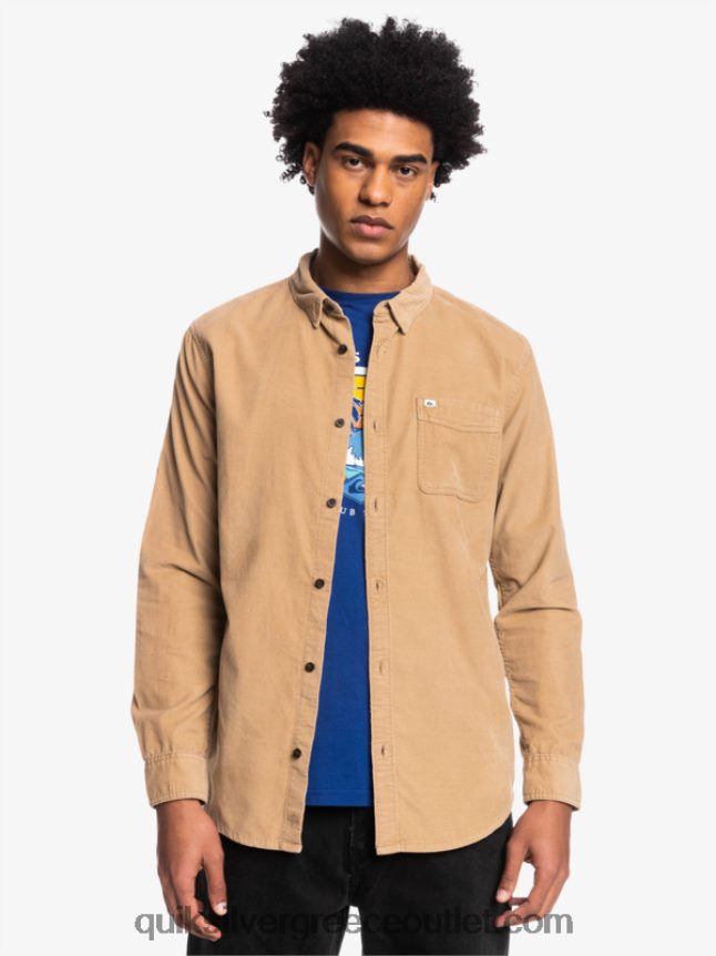 μακρυμάνικο πουκάμισο καπνού Quiksilver άνδρες 66LP841224 ταννίνη