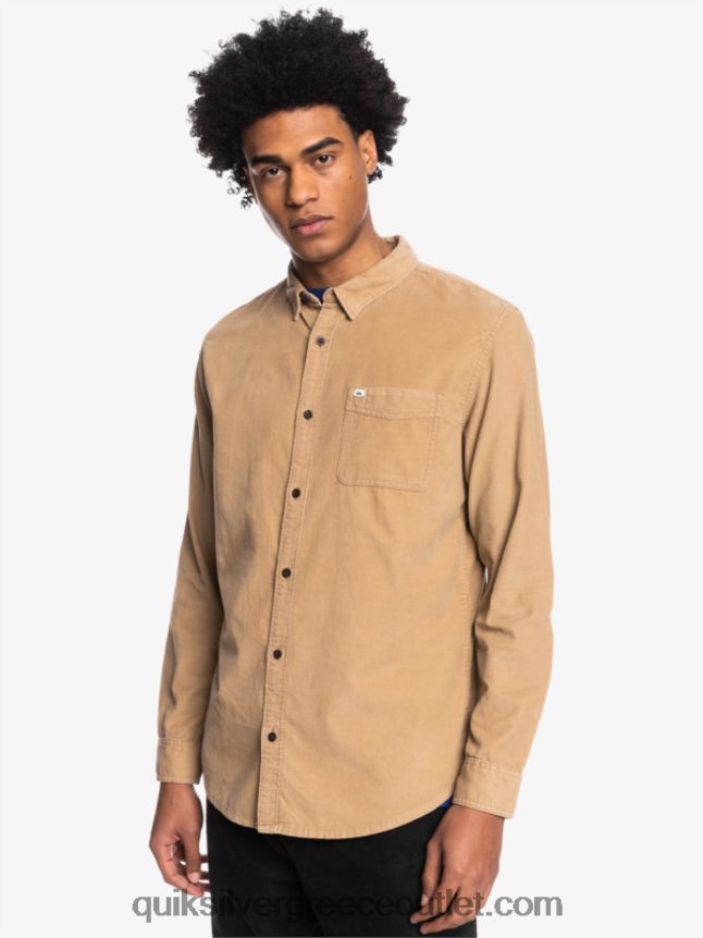 μακρυμάνικο πουκάμισο καπνού Quiksilver άνδρες 66LP841224 ταννίνη