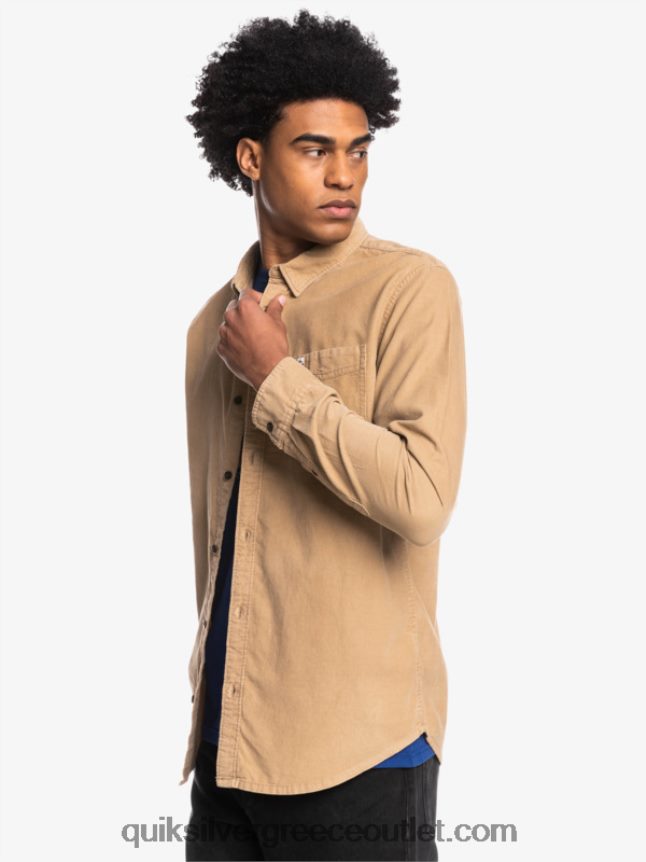 μακρυμάνικο πουκάμισο καπνού Quiksilver άνδρες 66LP841224 ταννίνη