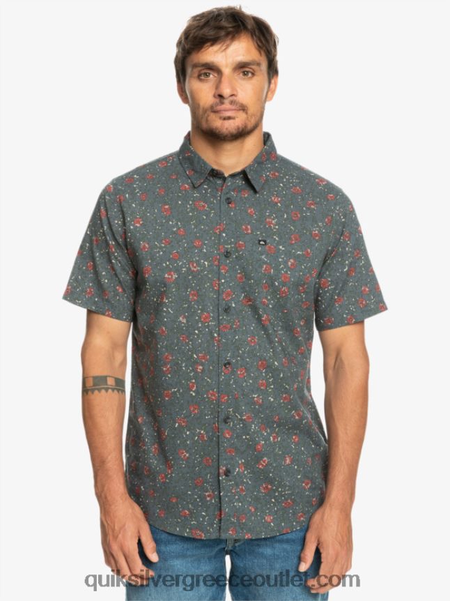 μαλακό κοντομάνικο πουκάμισο Quiksilver άνδρες 66LP841231 σκούρο σχιστόλιθο μελένιο fuzz