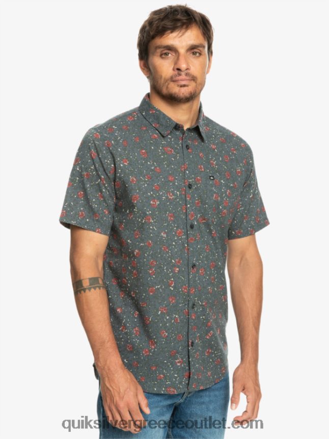 μαλακό κοντομάνικο πουκάμισο Quiksilver άνδρες 66LP841231 σκούρο σχιστόλιθο μελένιο fuzz