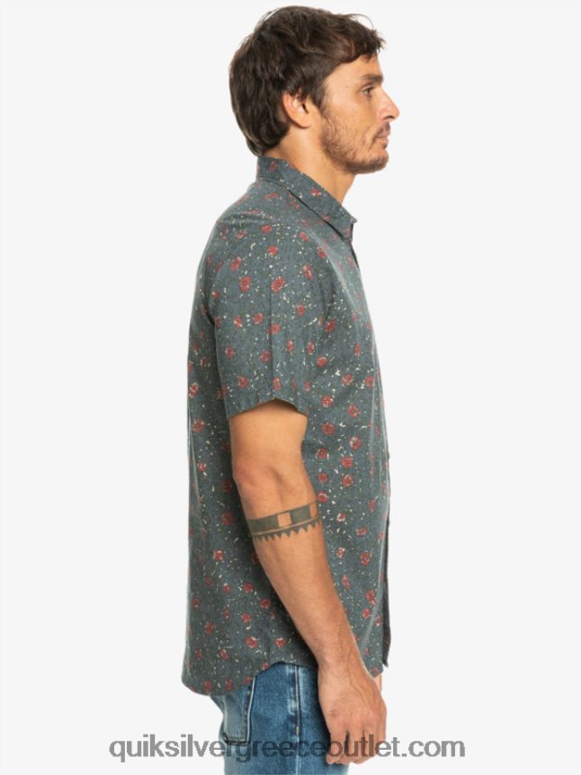 μαλακό κοντομάνικο πουκάμισο Quiksilver άνδρες 66LP841231 σκούρο σχιστόλιθο μελένιο fuzz