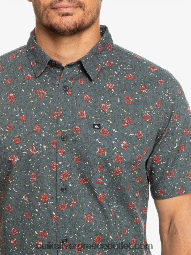 μαλακό κοντομάνικο πουκάμισο Quiksilver άνδρες 66LP841231 σκούρο σχιστόλιθο μελένιο fuzz