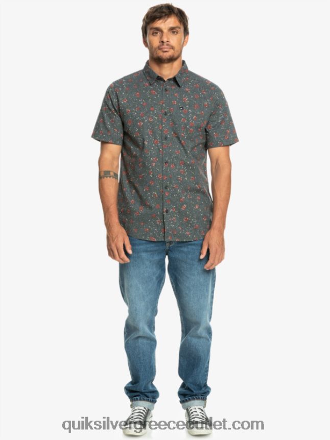 μαλακό κοντομάνικο πουκάμισο Quiksilver άνδρες 66LP841231 σκούρο σχιστόλιθο μελένιο fuzz