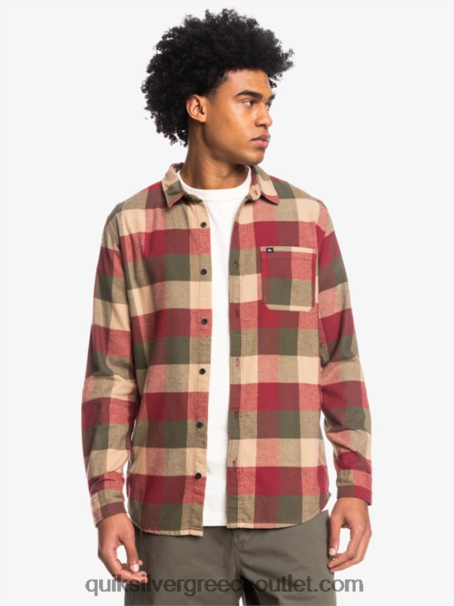 μακρυμάνικο πουκάμισο φανέλας Quiksilver άνδρες 66LP841571 μύγα ρουμπινιού κρασιού