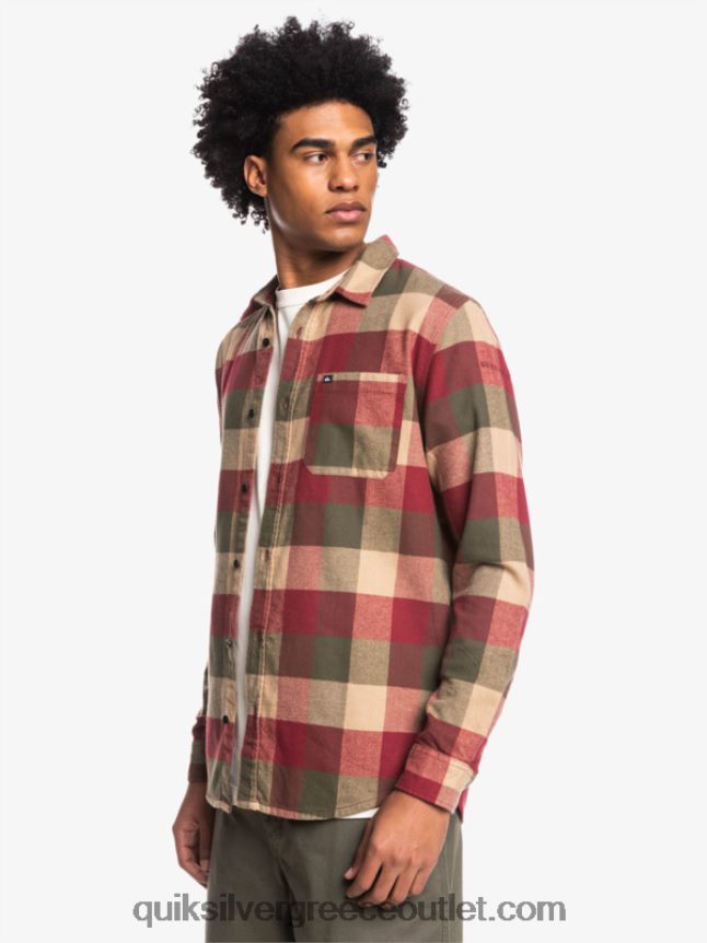 μακρυμάνικο πουκάμισο φανέλας Quiksilver άνδρες 66LP841571 μύγα ρουμπινιού κρασιού