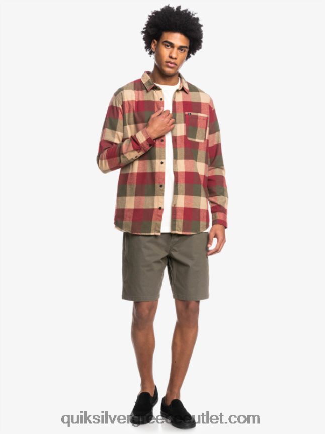 μακρυμάνικο πουκάμισο φανέλας Quiksilver άνδρες 66LP841571 μύγα ρουμπινιού κρασιού