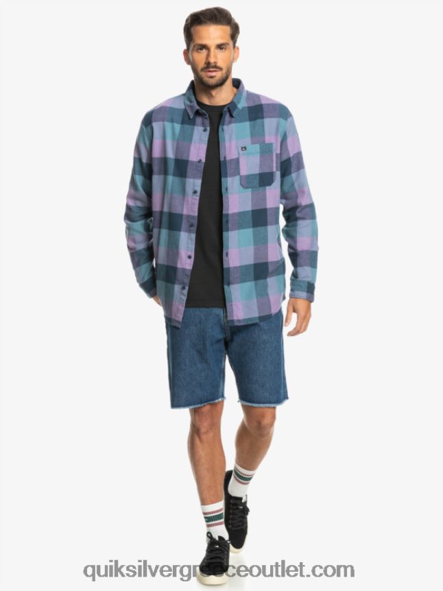 μακρυμάνικο πουκάμισο φανέλας Quiksilver άνδρες 66LP841572 διακριτικά μπλε μητρική μύγα
