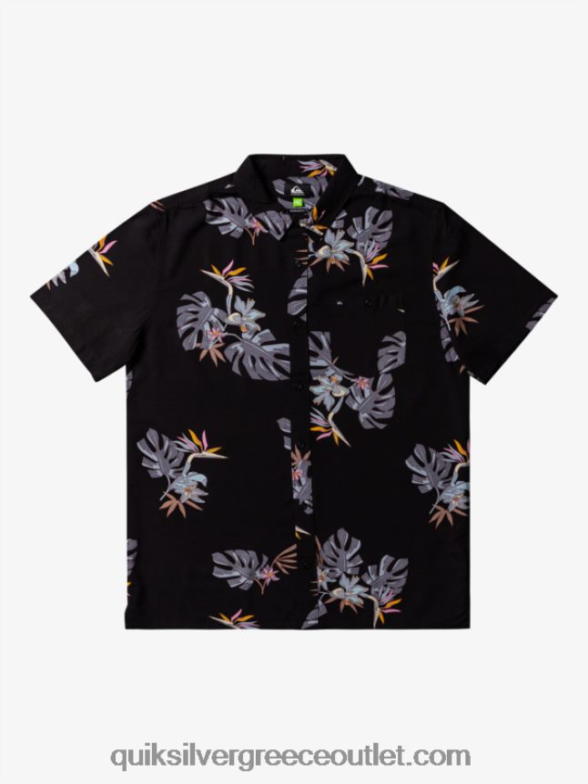 το φλοράλ κοντομάνικο πουκάμισο Quiksilver άνδρες 66LP84649 μαύρο φλοράλ σσ
