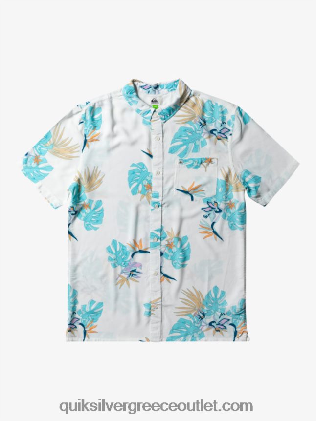 το φλοράλ κοντομάνικο πουκάμισο Quiksilver άνδρες 66LP84650 χιονάλευκο λουλουδάτο ss