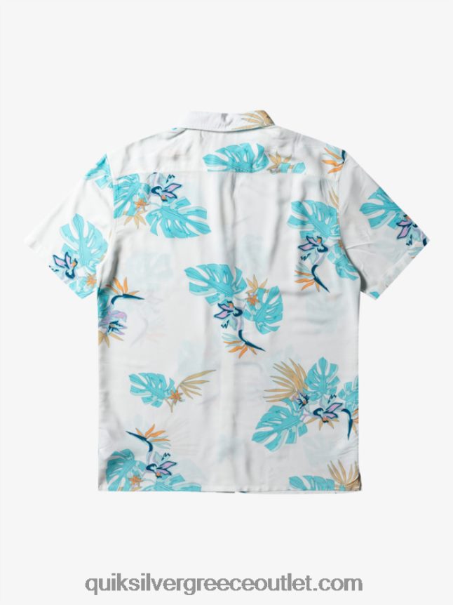 το φλοράλ κοντομάνικο πουκάμισο Quiksilver άνδρες 66LP84650 χιονάλευκο λουλουδάτο ss