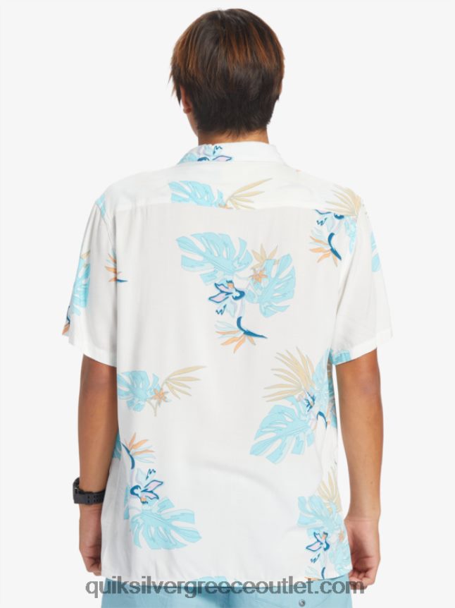 το φλοράλ κοντομάνικο πουκάμισο Quiksilver άνδρες 66LP84650 χιονάλευκο λουλουδάτο ss