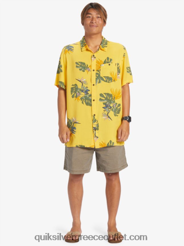 το φλοράλ κοντομάνικο πουκάμισο Quiksilver άνδρες 66LP84651 κρόκος φλοράλ σσ