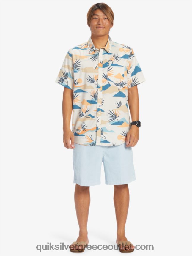 αργό ζαλισμένο κοντομάνικο πουκάμισο Quiksilver άνδρες 66LP84666 σημύδα αργή ζάλη σσ