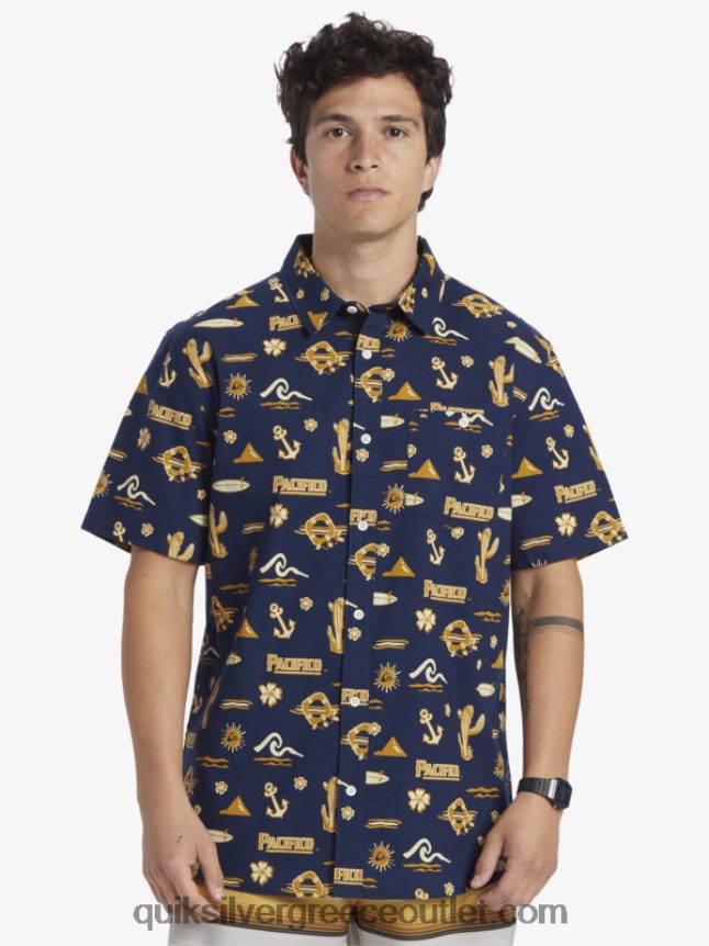 κοντομάνικο μπλουζάκι Quiksilver x Pacifico άνδρες 66LP8415 ναυτικό μπλέιζερ