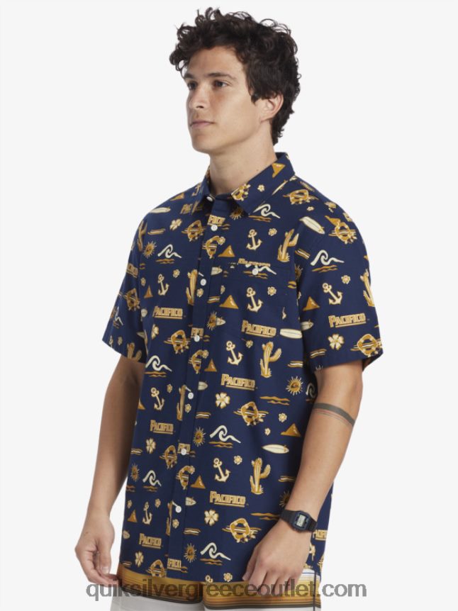 κοντομάνικο μπλουζάκι Quiksilver x Pacifico άνδρες 66LP8415 ναυτικό μπλέιζερ