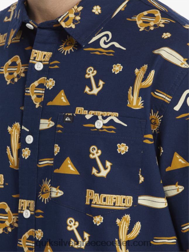 κοντομάνικο μπλουζάκι Quiksilver x Pacifico άνδρες 66LP8415 ναυτικό μπλέιζερ